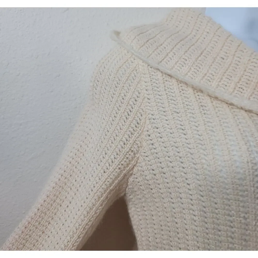 Ann Taylor Cream Cowl Neck Knitted Wool Mohair Sweater Medium Lightweight Soft